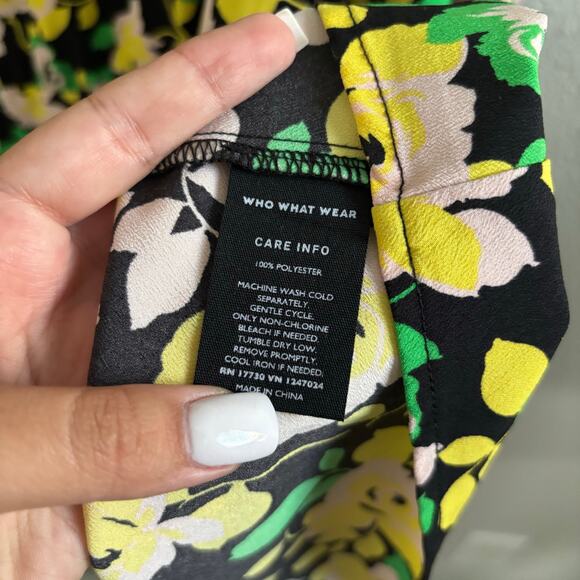 Who What Wear Floral Tiered Mini Dress Yellow Flowers Women's Size 4XL - Picture 7 of 12